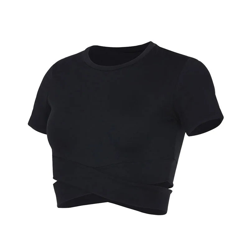 AYSØSE Sculpting Cross Crop Tee™ – Breathable Women’s Training Top
