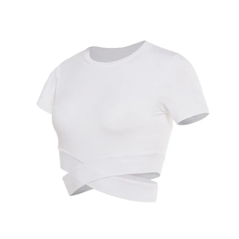AYSØSE Sculpting Cross Crop Tee™ – Breathable Women’s Training Top