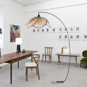 Contemporary Rattan Wicker Floor Lamp - Elegant Iron Lighting for Home Decor