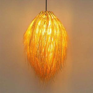 Handcrafted Bamboo & Rattan LED Pendant Light - Elegant Dining Room & Cafe Ceiling Decor