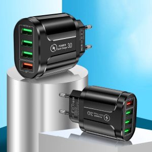 45W Multi-Port USB Fast Charger with QC 3.0 - Suitable for iPhone, Samsung, Xiaomi & More