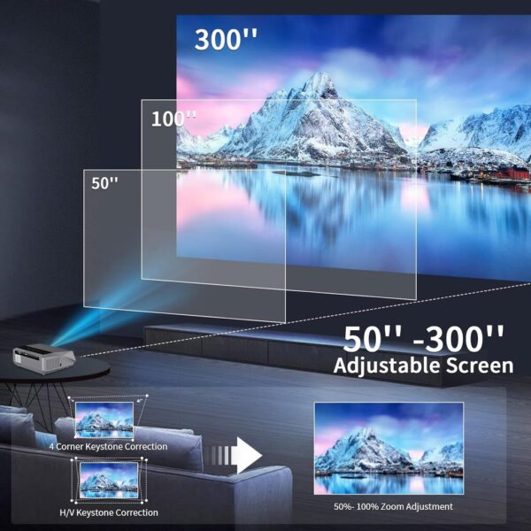 1080P Full HD Smart Projector with Auto Focus, 4K Support, Android WiFi 6 & Daylight Video Technology - Image 7