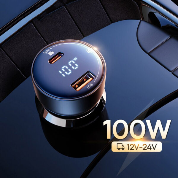 100W Dual-Port Fast Car Charger with PD & QC Technology for iPhone, Samsung, Xiaomi - Image 2