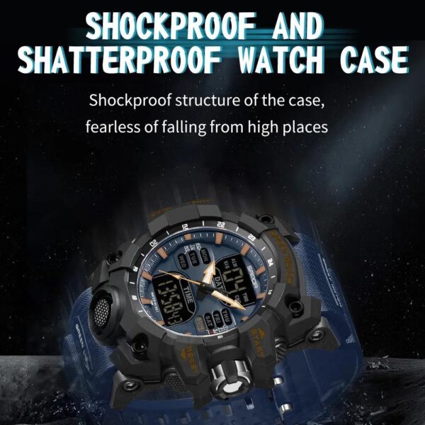 Dual Display Sports Watch for Men - Waterproof, Shock Resistant with Multi-Function Digital Display - Image 5