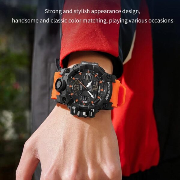 Dual Display Sports Watch for Men - Waterproof, Shock Resistant with Multi-Function Digital Display - Image 7