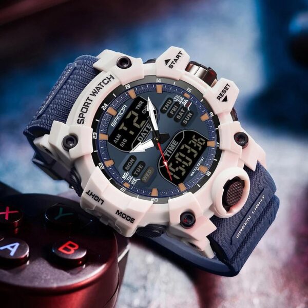 Dual Display Sports Watch for Men - Waterproof, Shock Resistant with Multi-Function Digital Display - Image 2