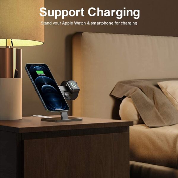2 in 1 Wireless Charging Stand for iPhone 12 Series & Apple Watch - Image 5