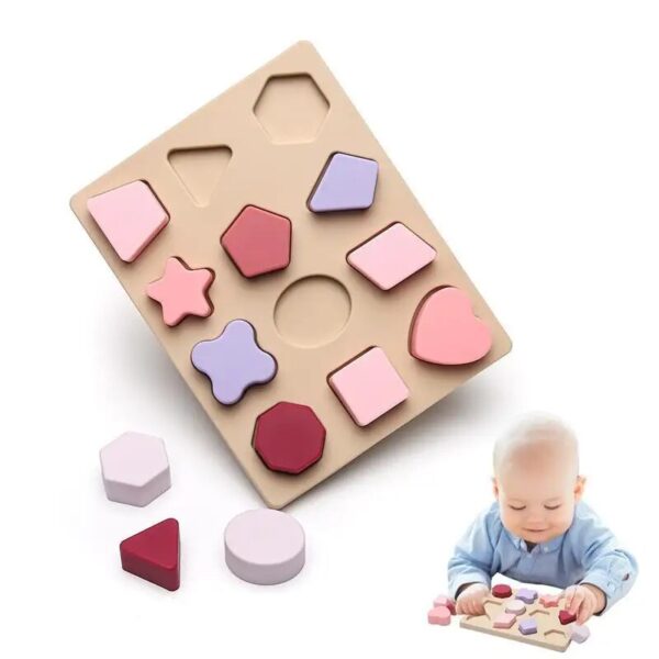 Silicone Montessori Baby Puzzle Toy Set: Geometric Shape Matching Board for Educational Play - Image 7
