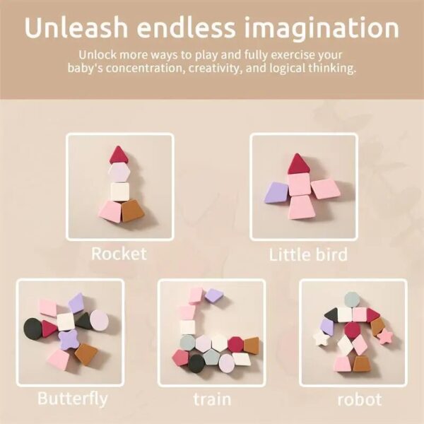 Silicone Montessori Baby Puzzle Toy Set: Geometric Shape Matching Board for Educational Play - Image 4