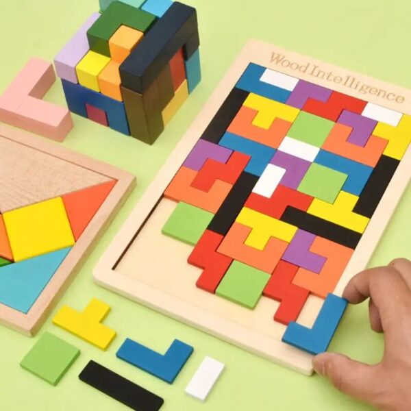 Colorful Wooden Tangram Puzzle: Educational Fun for Restless Children - Image 4