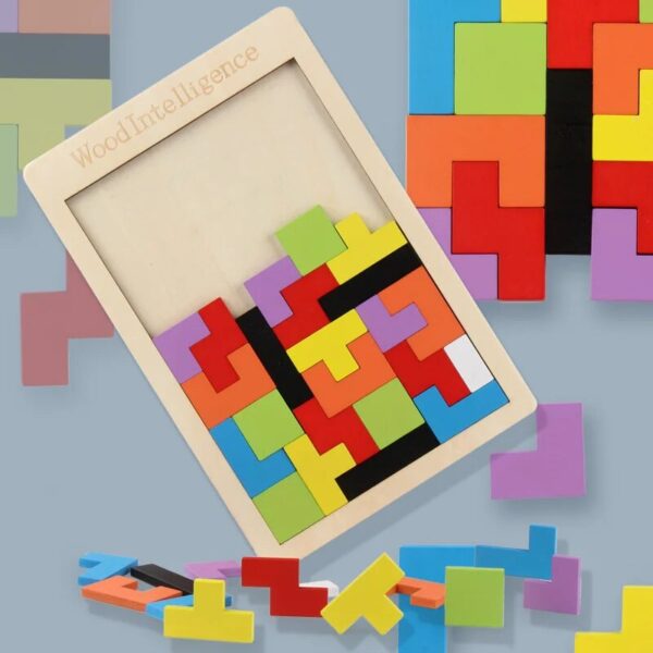 Colorful Wooden Tangram Puzzle: Educational Fun for Restless Children - Image 3