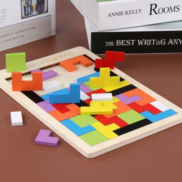Colorful Wooden Tangram Puzzle: Educational Fun for Restless Children - Image 2