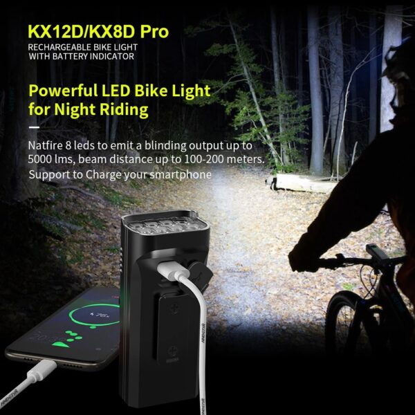 Ultra-Bright 10000mAh USB-C Rechargeable Bike Light Set - Image 8