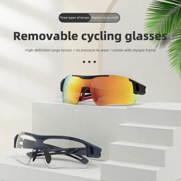 Polarized Sports Cycling Sunglasses with Interchangeable Lenses for Men and Women - Image 4