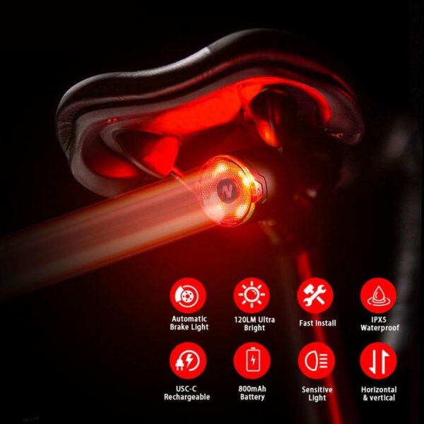 Smart Auto Brake Sensing Bicycle Tail Light - Image 2