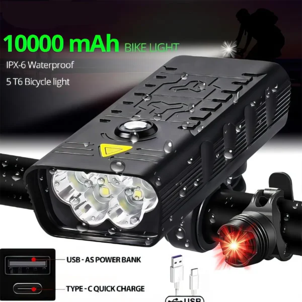 UltraBright 5000 Lumens USB Rechargeable Bike Light - Image 2