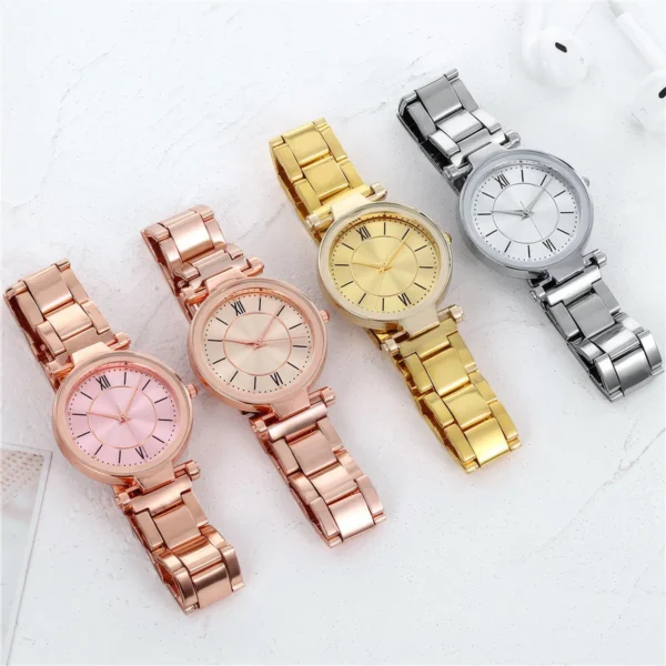 Exquisite Rose Gold Stainless Steel Women's Quartz Watch - Image 3