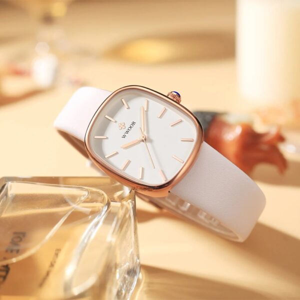 Luxury Leather Quartz Bracelet Watch for Women - Image 4