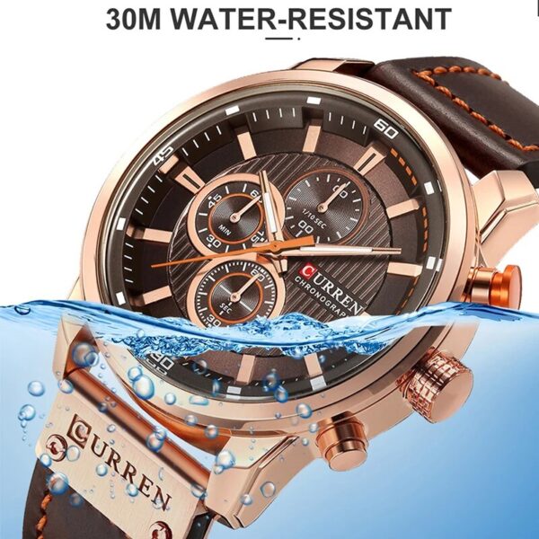 Men's Leather Sports Chronograph Watch - Image 4