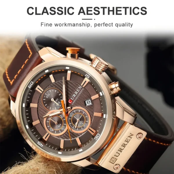 Men's Leather Sports Chronograph Watch - Image 6