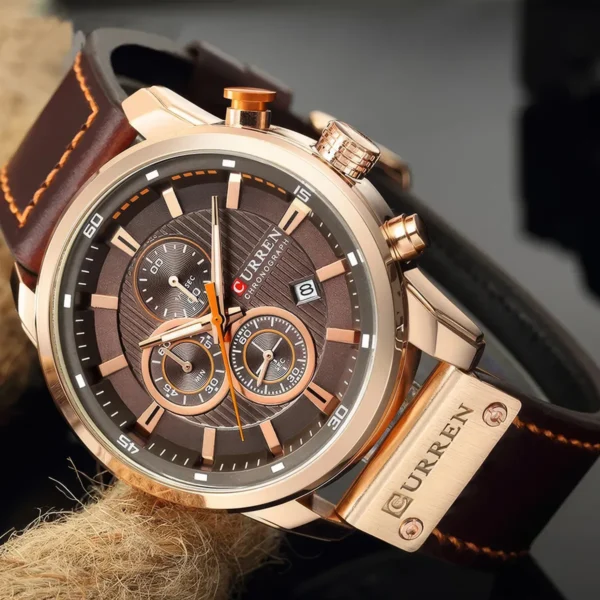 Men's Leather Sports Chronograph Watch - Image 7