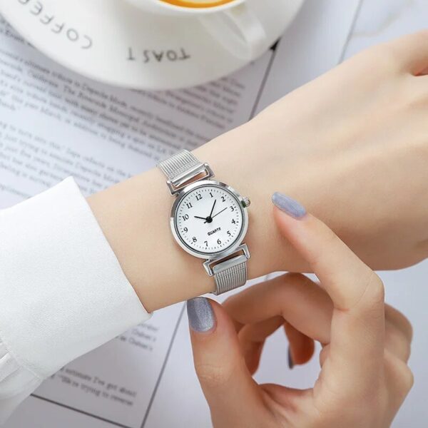 Silver Stainless Steel Women's Fashion Watch - Image 3