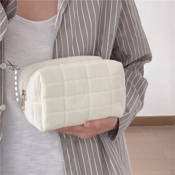 Plush Fur Cosmetic Bag - Zippered Travel Makeup Pouch - Image 3