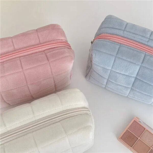 Plush Fur Cosmetic Bag - Zippered Travel Makeup Pouch - Image 6