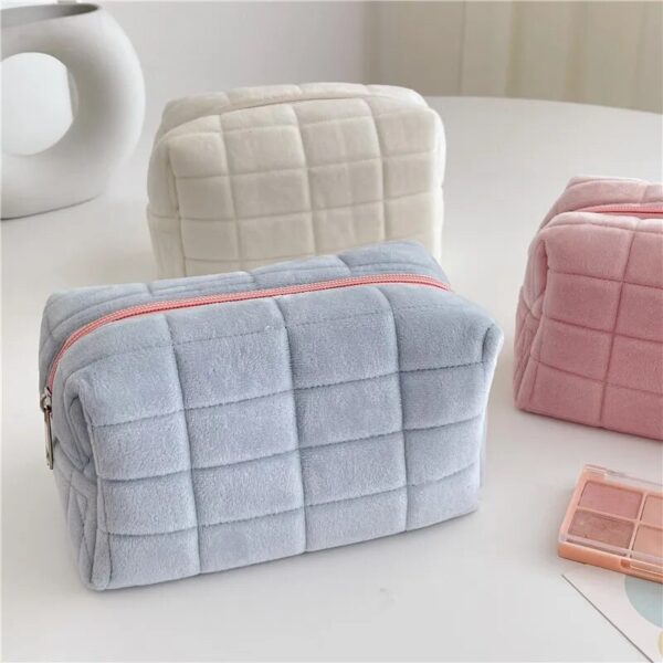 Plush Fur Cosmetic Bag - Zippered Travel Makeup Pouch - Image 7