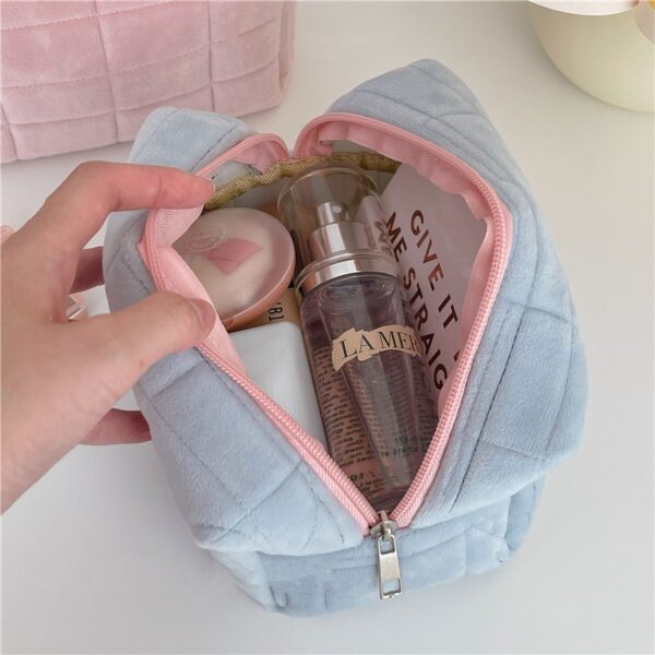 Plush Fur Cosmetic Bag - Zippered Travel Makeup Pouch - Image 4