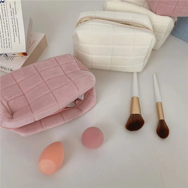 Plush Fur Cosmetic Bag - Zippered Travel Makeup Pouch - Image 5