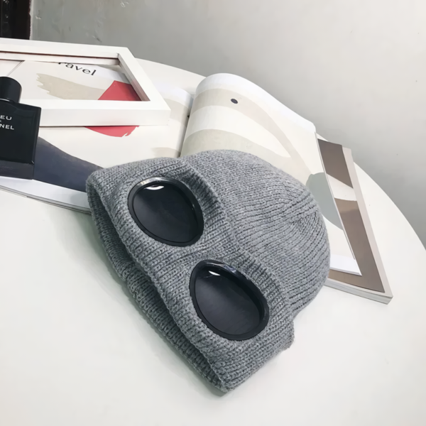 Winter Knit Skull Cap with Integrated Goggles - Image 6