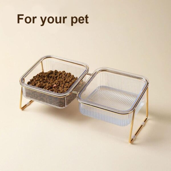 Elevated Double Pet Bowls for Dogs and Cats with Iron Stand, Anti-Skid & Tilted Design - Image 2